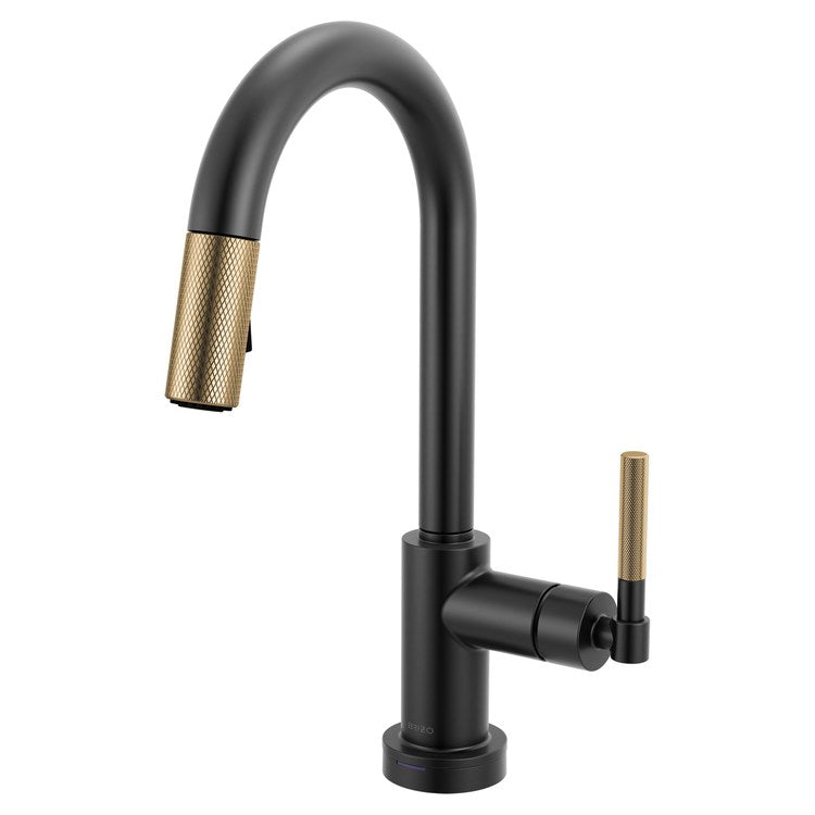 Prep Faucet Litze Smarttouch 1 Knurled Handle ADA Matte Black/Brilliance Luxe Gold Pull Down Dual Function Arc 360 DEG Swivel 1.8 Gallons per Minute - Image 1