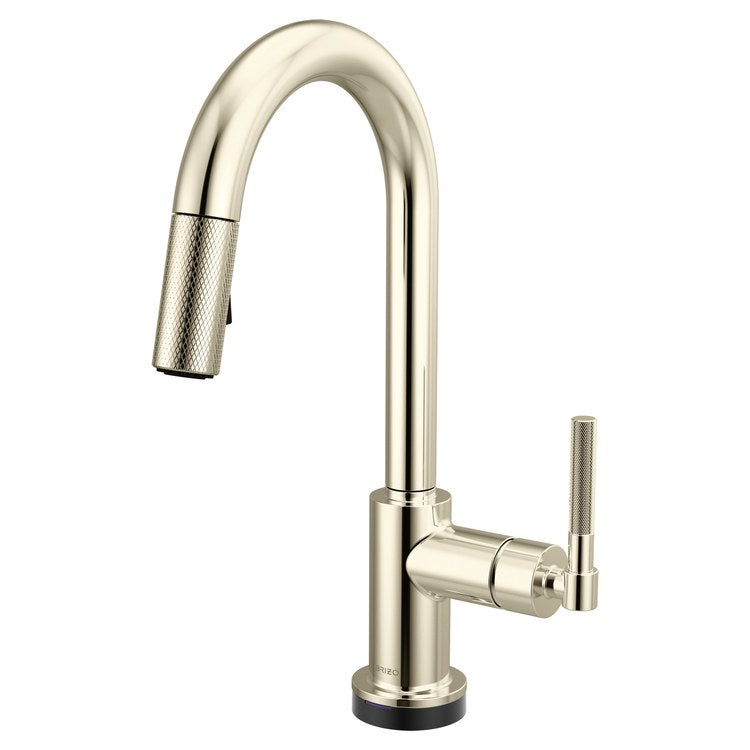 Prep Faucet Litze Smarttouch 1 Knurled Handle ADA Brilliance Polished Nickel Pull Down Dual Function Arc 360 DEG Swivel 1.8 Gallons per Minute - Image 1
