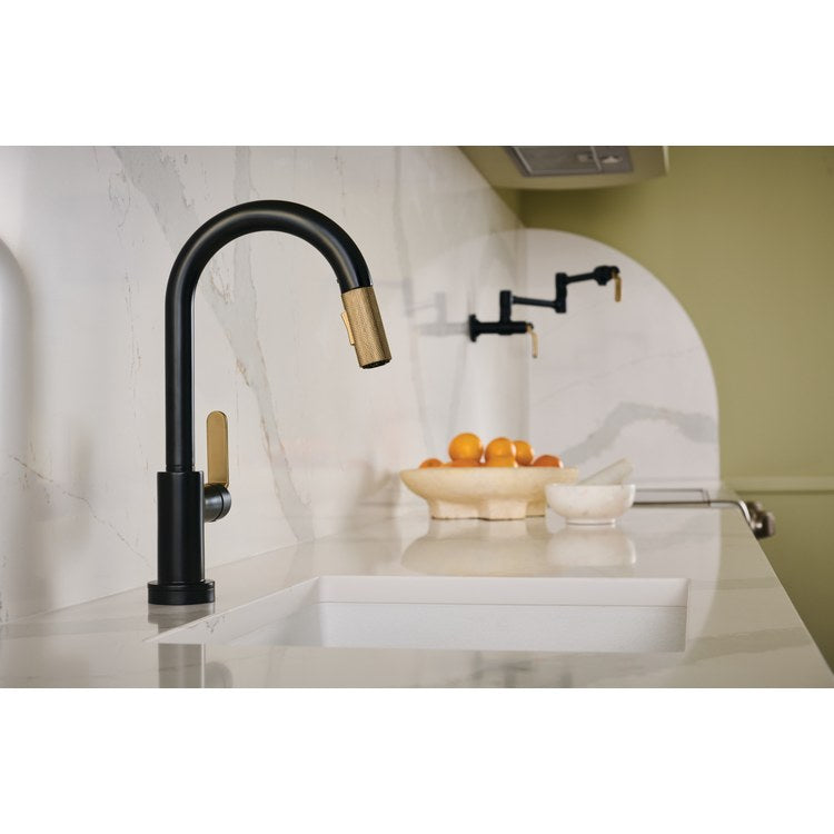 Prep Faucet Litze Smarttouch 1 Industrial Handle ADA Matte Black/Brilliance Luxe Gold Pull Down Dual Function Arc 360 DEG Swivel 1.8 Gallons per Minute - Image 2