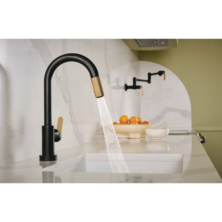 Prep Faucet Litze Smarttouch 1 Industrial Handle ADA Matte Black/Brilliance Luxe Gold Pull Down Dual Function Arc 360 DEG Swivel 1.8 Gallons per Minute - Image 3