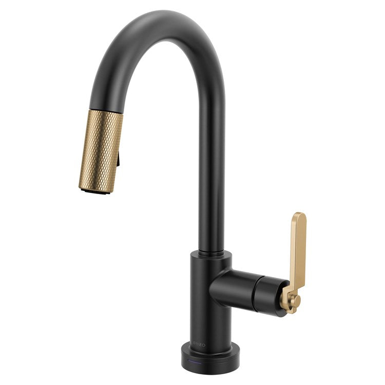 Prep Faucet Litze Smarttouch 1 Industrial Handle ADA Matte Black/Brilliance Luxe Gold Pull Down Dual Function Arc 360 DEG Swivel 1.8 Gallons per Minute - Image 1