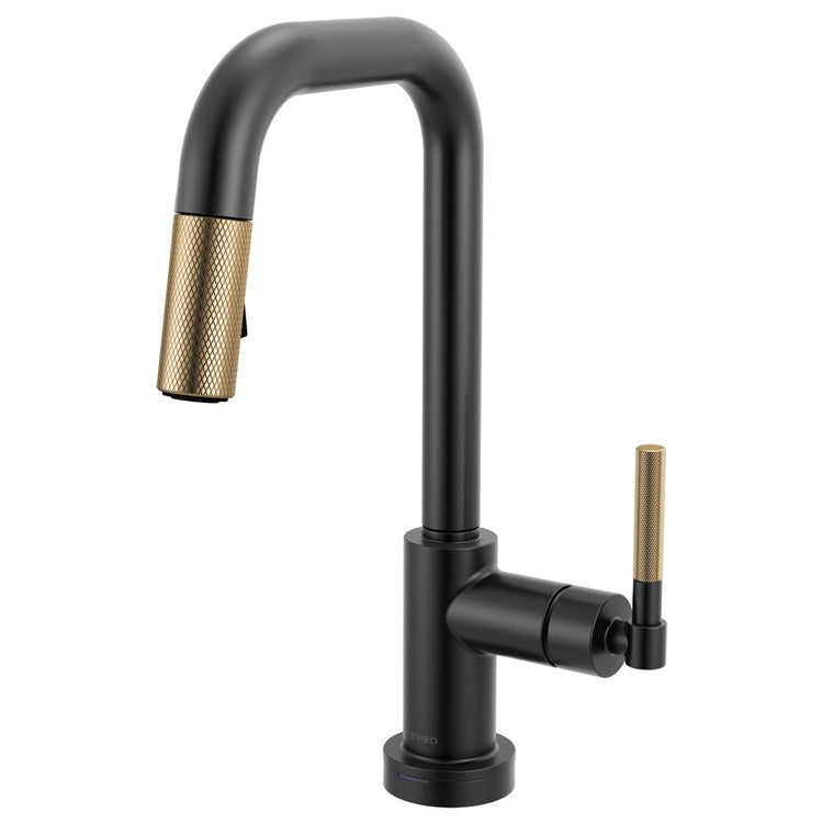 Prep Faucet Litze Smarttouch 1 Knurled Handle ADA Matte Black/Brilliance Luxe Gold Pull Down Dual Function Square 360 DEG Swivel 1.8 Gallons per Minute - Image 1