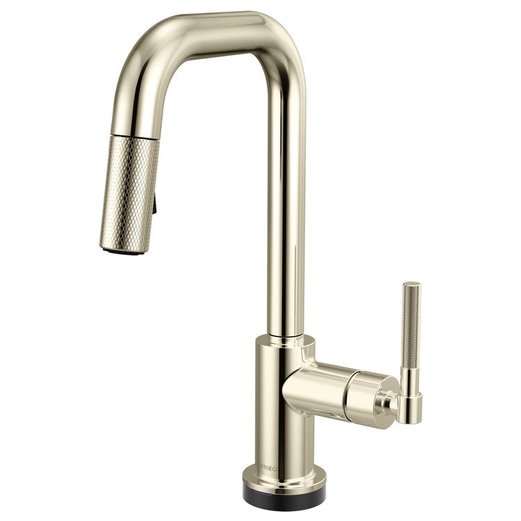 Prep Faucet Litze Smarttouch 1 Knurled Handle ADA Brilliance Polished Nickel Pull Down Dual Function Square 360 DEG Swivel 1.8 Gallons per Minute - Image 1