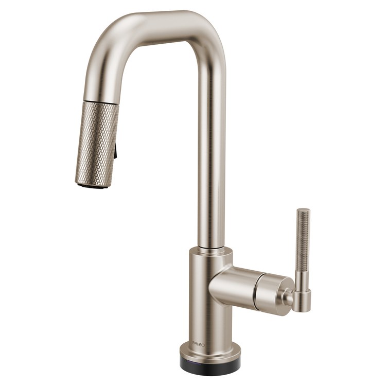 Prep Faucet Litze Smarttouch 1 Knurled Handle ADA Brilliance Stainless Pull Down Dual Function Square 360 DEG Swivel 1.8 Gallons per Minute - Image 1
