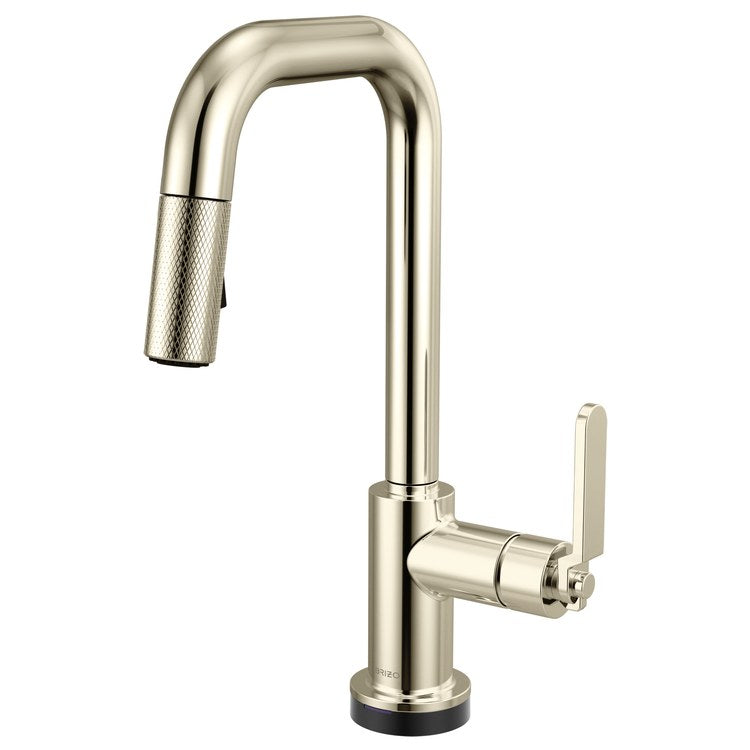 Prep Faucet Litze Smarttouch 1 Industrial Handle ADA Brilliance Polished Nickel Pull Down Dual Function Square 360 DEG Swivel 1.8 Gallons per Minute - Image 1