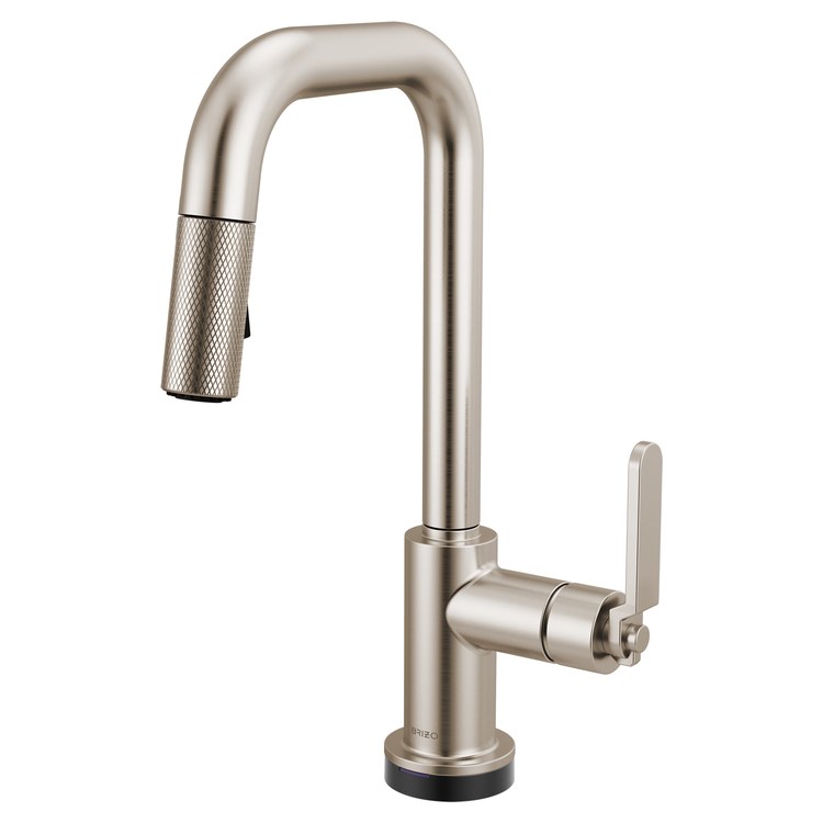 Prep Faucet Litze Smarttouch 1 Industrial Handle ADA Brilliance Stainless Pull Down Dual Function Square 360 DEG Swivel 1.8 Gallons per Minute - Image 1