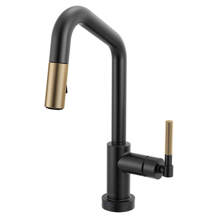 Prep Faucet Litze Smarttouch 1 Knurled Handle ADA Matte Black/Brilliance Luxe Gold Pull Down Dual Function Angle 360 DEG Swivel 1.8 Gallons per Minute - Image 1