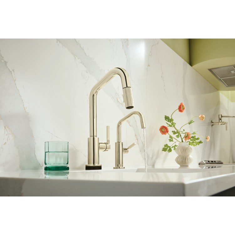 Prep Faucet Litze Smarttouch 1 Knurled Handle ADA Brilliance Polished Nickel Pull Down Dual Function Angle 360 DEG Swivel 1.8 Gallons per Minute - Image 2