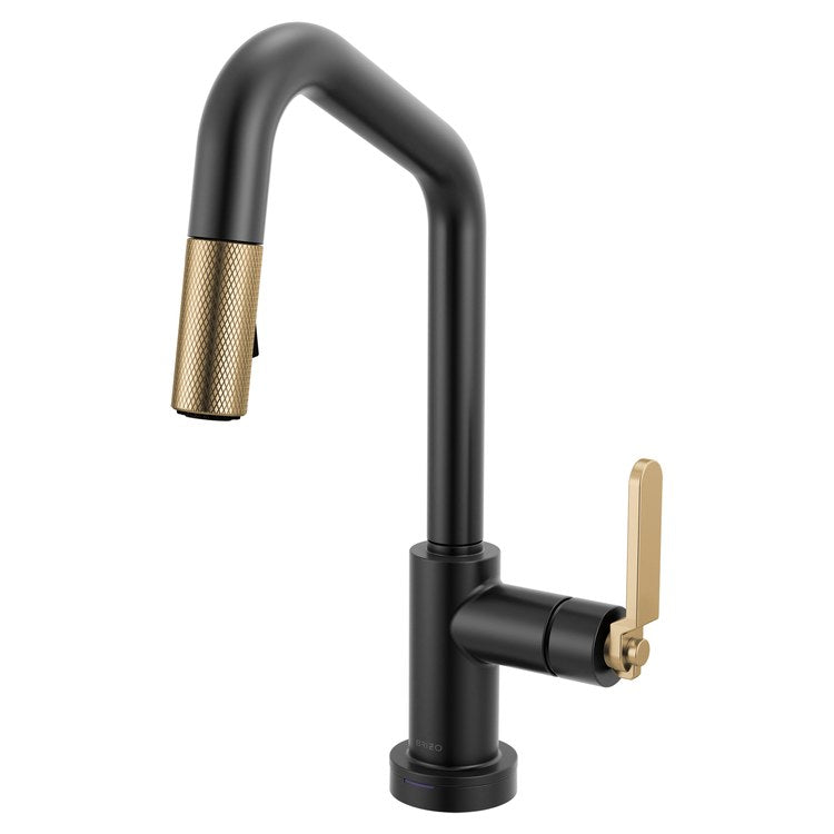 Prep Faucet Litze Smarttouch 1 Industrial Handle ADA Matte Black/Brilliance Luxe Gold Pull Down Dual Function Angle 360 DEG Swivel 1.8 Gallons per Minute - Image 1