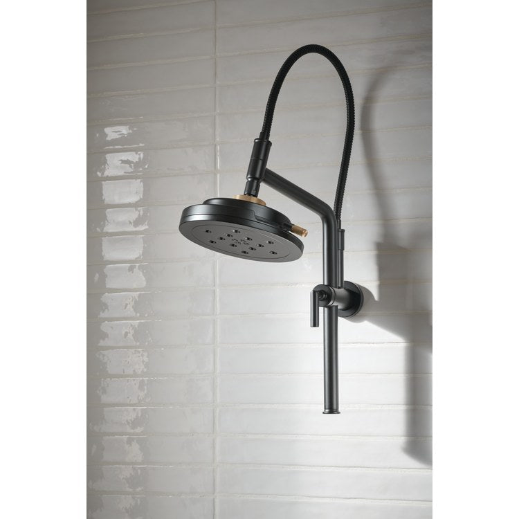 Showerhead Litze 4 Functions Round with H2Okinetic Technology Matte Black/Brilliance Luxe Gold 8 Inch 1.75 Gallons per Minute - Image 2