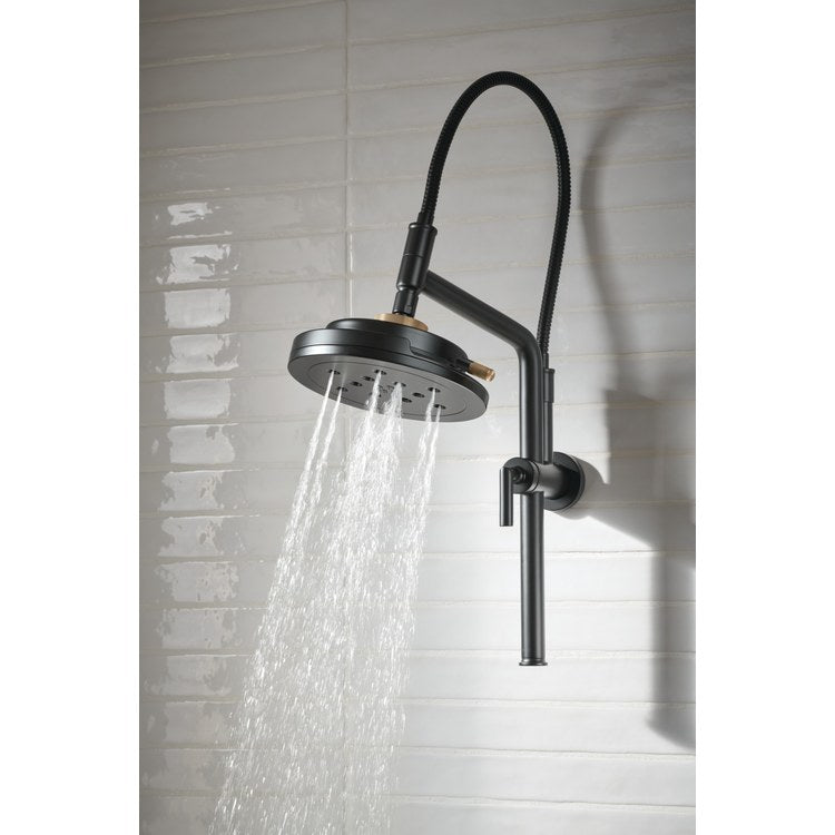 Showerhead Litze 4 Functions Round with H2Okinetic Technology Matte Black/Brilliance Luxe Gold 8 Inch 1.75 Gallons per Minute - Image 3