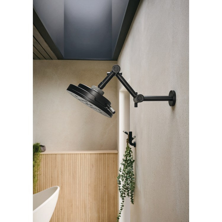 Showerhead Litze 4 Functions Round with H2Okinetic Technology Matte Black/Brilliance Luxe Steel 8 Inch 1.75 Gallons per Minute - Image 2