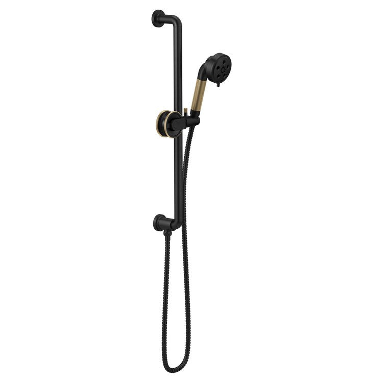 Handshower Set Litze Slide Bar with H2OKinetic Technology Matte Black/Brilliance Luxe Gold 3 Spray WaterSense ADA 1.75 Gallons per Minute - Image 1