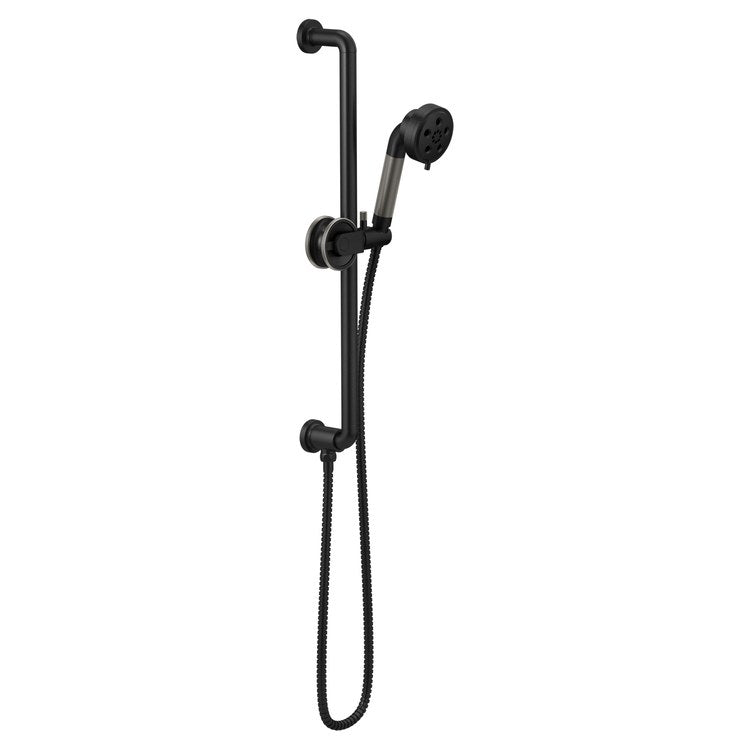 Handshower Set Litze Slide Bar with H2OKinetic Technology Matte Black/Brilliance Luxe Steel 3 Spray WaterSense ADA 1.75 Gallons per Minute - Image 1