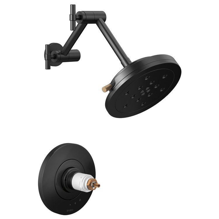 Shower Trim Litze TempAssure Thermostatic Less Handle Matte Black/Brilliance Luxe Gold WaterSense ADA 9.4 Gallons per Minute 4 Function Round - Image 1