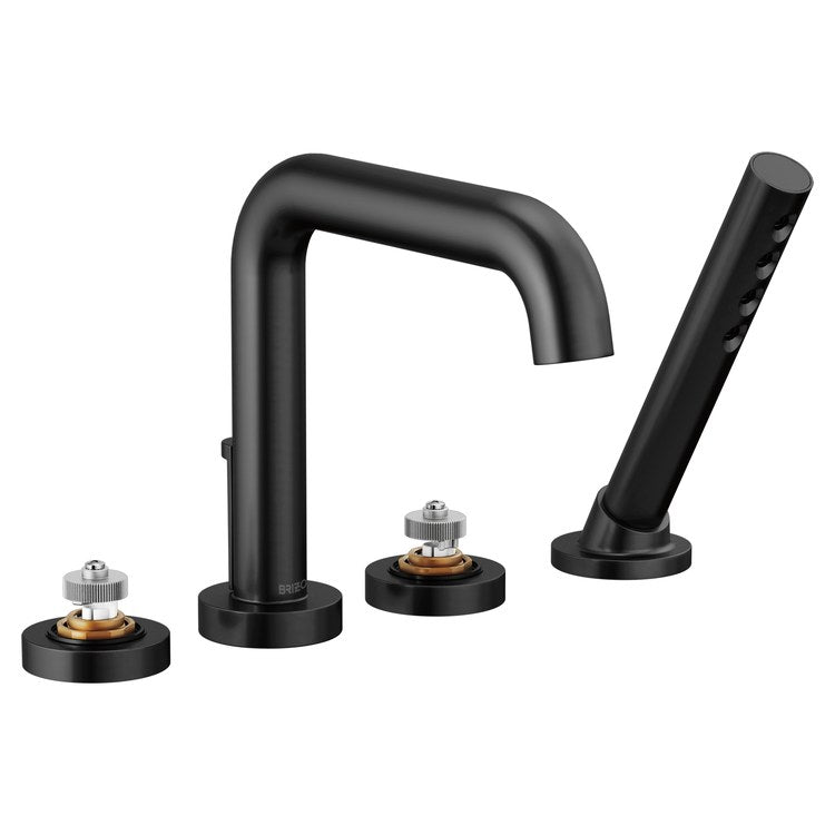 Roman Tub Trim Litze with Handshower Less Handle Matte Black WaterSense ADA 9 to 16 Inch Spread 4 Hole 14 Gallons per Minute - Image 1