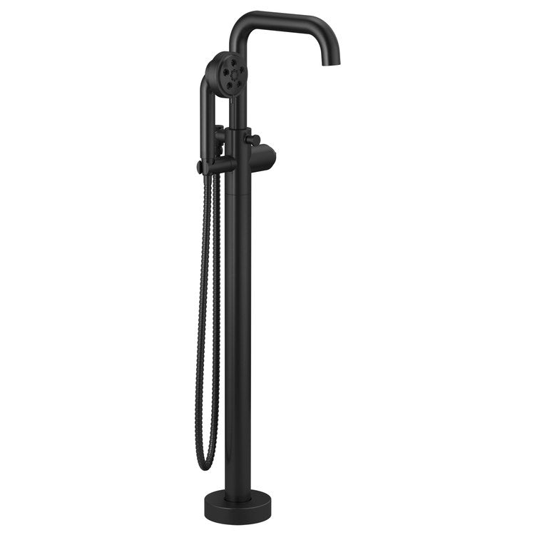 Tub Filler Trim Litze Freestanding with Handshower Less Handle Matte Black WaterSense ADA Floor Mount 15 Gallons per Minute - Image 1