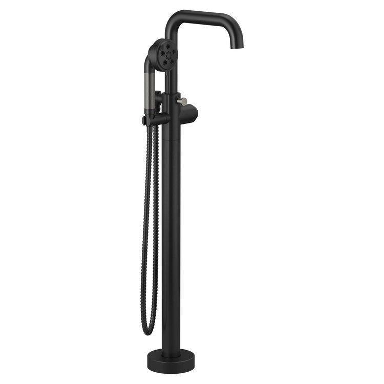 Tub Filler Trim Litze Freestanding with Handshower Less Handle Matte Black/Brilliance Luxe Steel WaterSense ADA Floor Mount 15 Gallons per Minute - Image 1