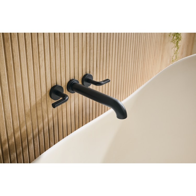 Tub Filler Trim Litze Less Handle Matte Black ADA 8 to 16 Inch Spread Wall 9.3 Gallons per Minute - Image 2