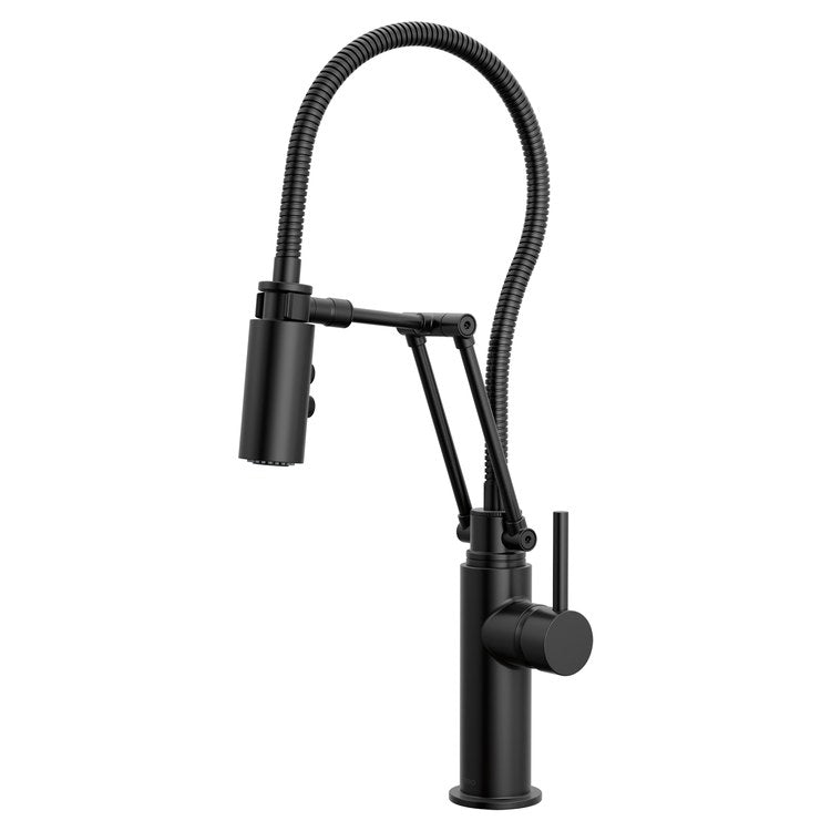 Kitchen Faucet Odin Articulating with Finished Hose 1 Lever ADA Matte Black 360 DEG Swivel 1 Hole 1.8 Gallons per Minute