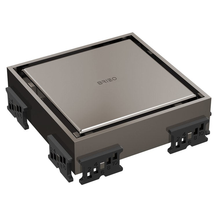 Square Drain Reversible Point 4 Inch Brilliance Black Onyx Stainless Steel for Shower - Image 1