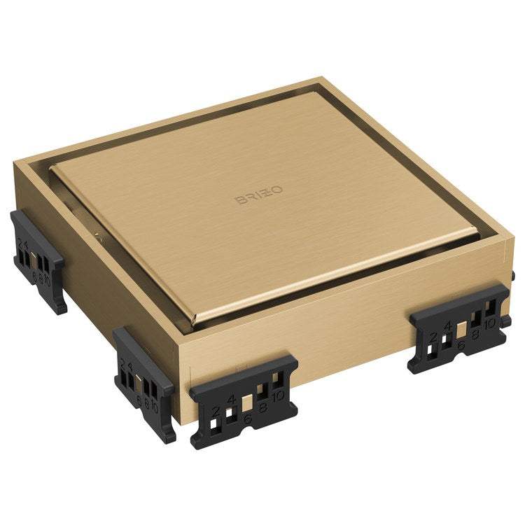 Square Drain Reversible Point 4 Inch Brilliance Luxe Gold Stainless Steel for Shower - Image 1