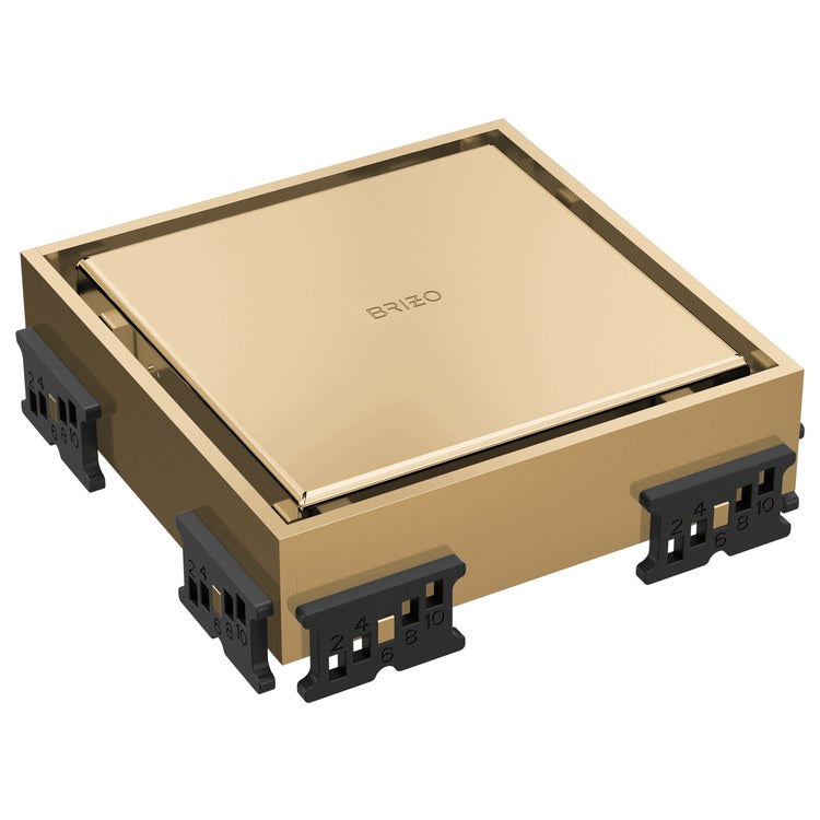Square Drain Reversible Point 4 Inch Brilliance Polished Gold Stainless Steel for Shower - Image 1
