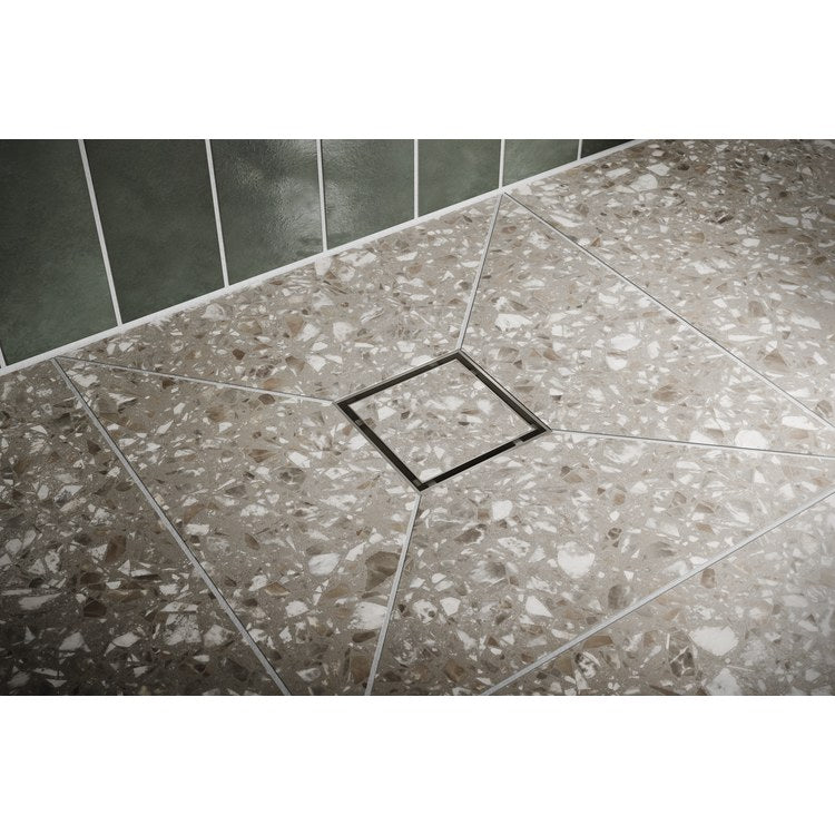 Square Drain Reversible Point 4 Inch Brilliance Luxe Steel Stainless Steel for Shower - Image 3