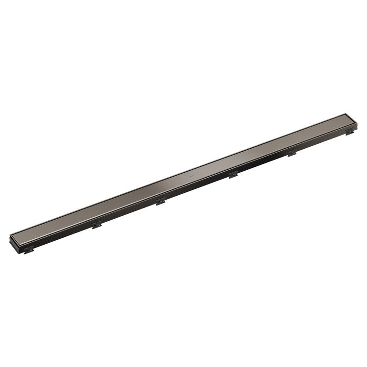 Linear Drain Reversible with Dual Grate Installation 48 Inch Brilliance Black Onyx Stainless Steel for Rough-In BR73480 - Image 1