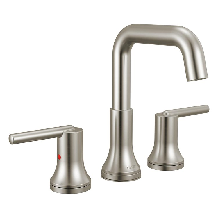 Lavatory Faucet Trinsic Widespread 2 Lever Stainless 1.2 Gallons per Minute Deck Mount Pop-Up 3 Hole