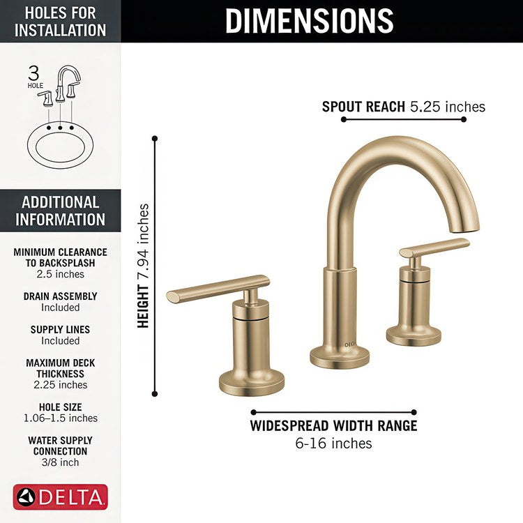 Lavatory Faucet Altado Widespread 2 Lever Champagne Bronze 1.2 Gallons per Minute Deck Mount Metal Pop-Up 3 Hole Diamond Seal Technology - Image 2