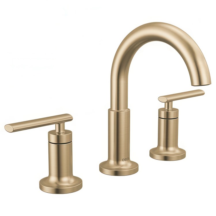 Lavatory Faucet Altado Widespread 2 Lever Champagne Bronze 1.2 Gallons per Minute Deck Mount Metal Pop-Up 3 Hole Diamond Seal Technology