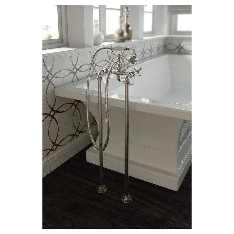 Tub Filler Weymouth with Handshower 8 Inch Spread 2 Lever WaterSense Brushed Gold Wall Mount 10 Gallons per Minute - Image 3