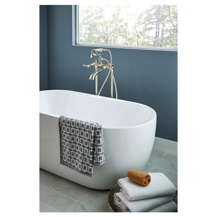 Tub Filler Weymouth with Handshower 2 Lever WaterSense Brushed Gold Wall Mount 10 Gallons per Minute - Image 3