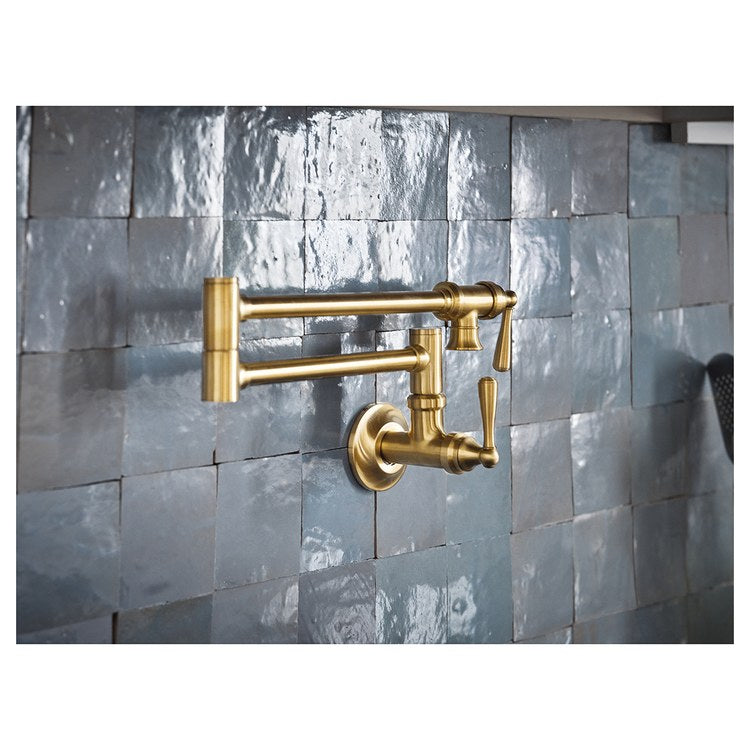 Pot Filler Traditional Pot Filler 2 Lever Bronzed Gold 1 Hole Wall 5.5 Gallons per Minute - Image 2