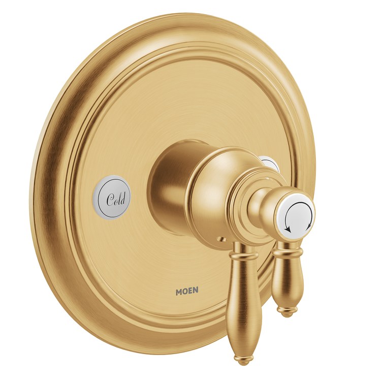 Tub and Shower Valve Trim Weymouth M-Core 4 Series 2 Lever Brushed Gold WaterSense ADA - Image 1
