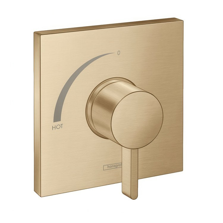 Pressure Balance Valve Trim Ecostat Square 1 Lever Brushed Gold Optic ADA - Image 1