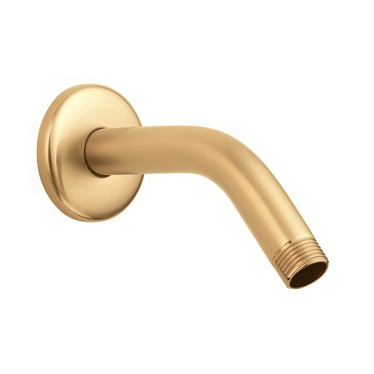 Shower Arm Standard Brushed Gold Optic 6 Inch Brass 45 Degree Wall Mount - Image 1