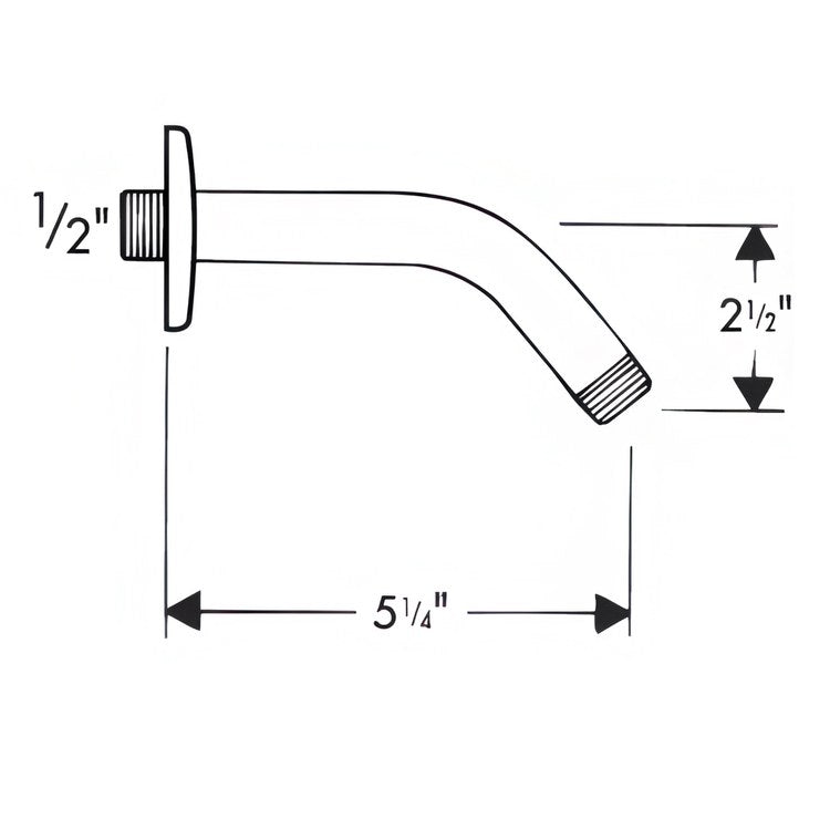 Shower Arm Standard Brushed Black Chrome 6 Inch Brass 45 Degree Wall Mount - Image 2