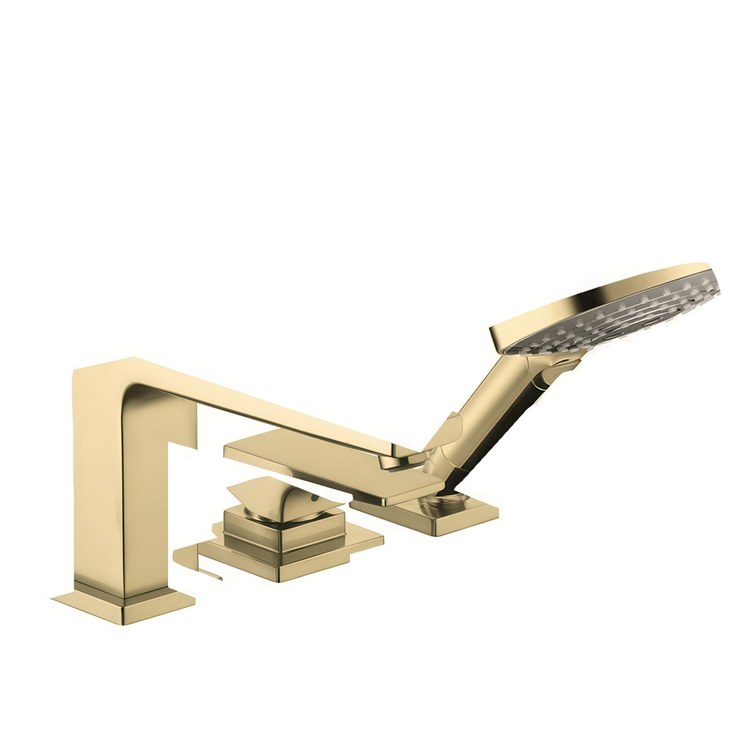 Roman Tub Trim Metropol with Handshower 1 Lever Brushed Gold Optic WaterSense 4-3/8 Inch Spread 3 Hole 5.8 Gallons per Minute - Image 1