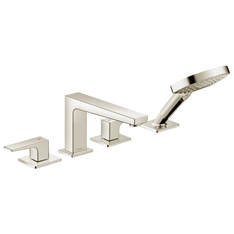 Roman Tub Trim Metropol with Handshower 2 Lever Polished Nickel WaterSense 8-3/4 Inch Spread 4 Hole 6.0 Gallons per Minute - Image 1