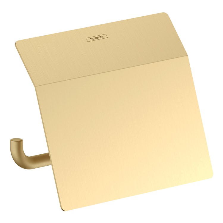 Toilet Paper Holder AddStoris Euro with Cover Brushed Gold Optic Metal 4-9/16 Inch Wall Mount - Image 1