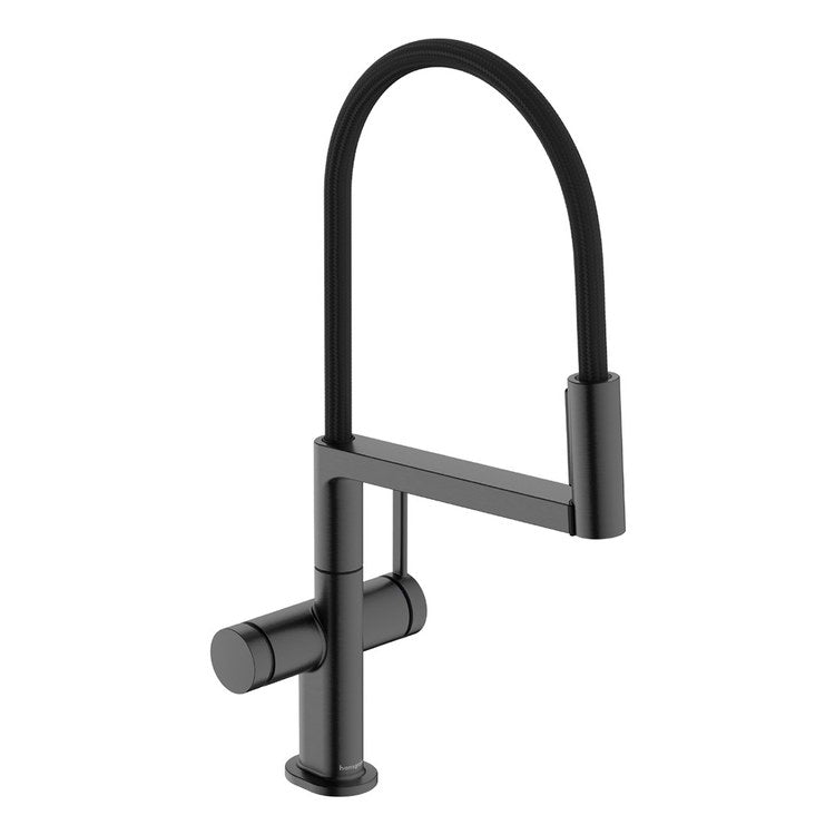 Kitchen Faucet Talis N Semi-Pro Brushed Black Chrome Pull Down PowderSpray High Arc Swivel 1 Hole 1.75 Gallons per Minute - Image 1