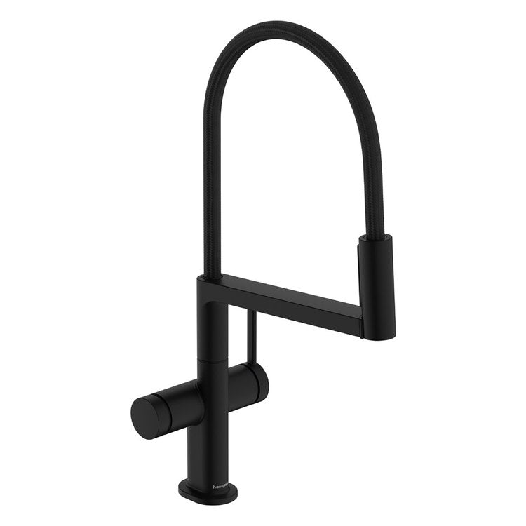 Kitchen Faucet Talis N Semi-Pro Matte Black Pull Down PowderSpray High Arc Swivel 1 Hole 1.75 Gallons per Minute - Image 1