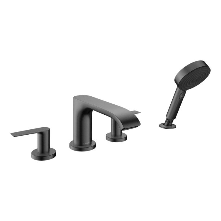 Roman Tub Trim Vivenis with Handshower 2 Lever Brushed Black Chrome WaterSense 10 Inch Spread 4 Hole - Image 1