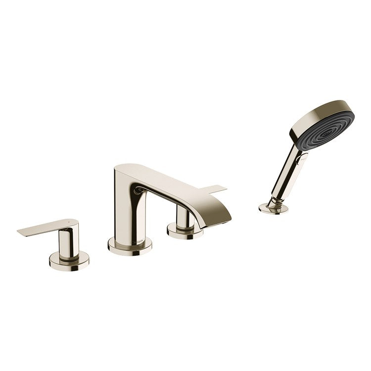 Roman Tub Trim Vivenis with Handshower 2 Lever Polished Nickel WaterSense 10 Inch Spread 4 Hole - Image 1
