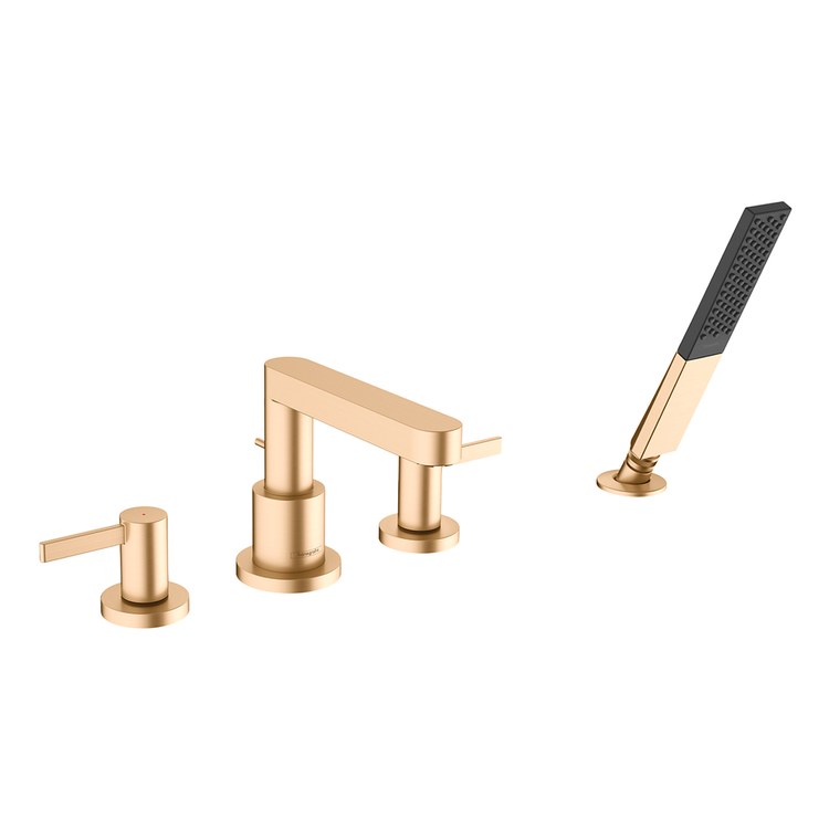 Roman Tub Trim Finoris with Handshower 2 Lever Brushed Bronze WaterSense 8-3/4 Inch Spread 4 Hole - Image 1