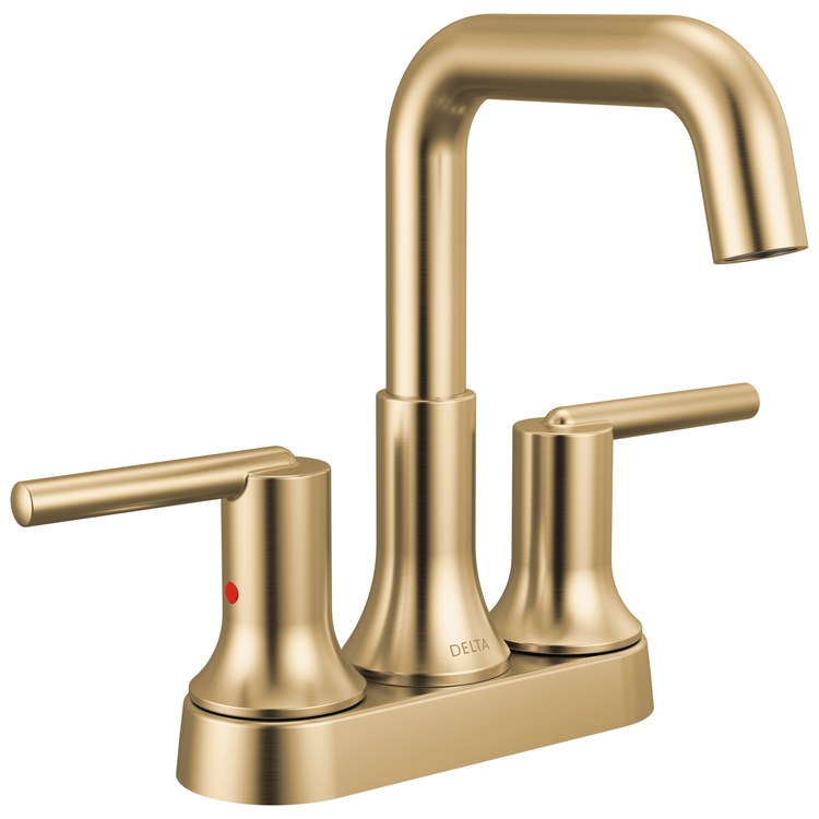 Lavatory Faucet Trinsic Angle Centerset 4 Inch Spread 2 Lever ADA WaterSense/CALGreen Champagne Bronze 1.2 Gallons per Minute Deck Metal Pop-Up 3 Hole