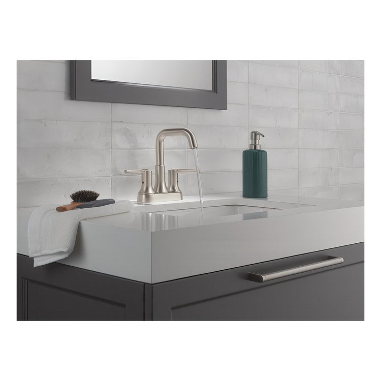 Lavatory Faucet Trinsic Angle Centerset 4 Inch Spread 2 Lever ADA WaterSense/CALGreen Stainless 1.2 Gallons per Minute Deck Metal Pop-Up 3 Hole - Image 2