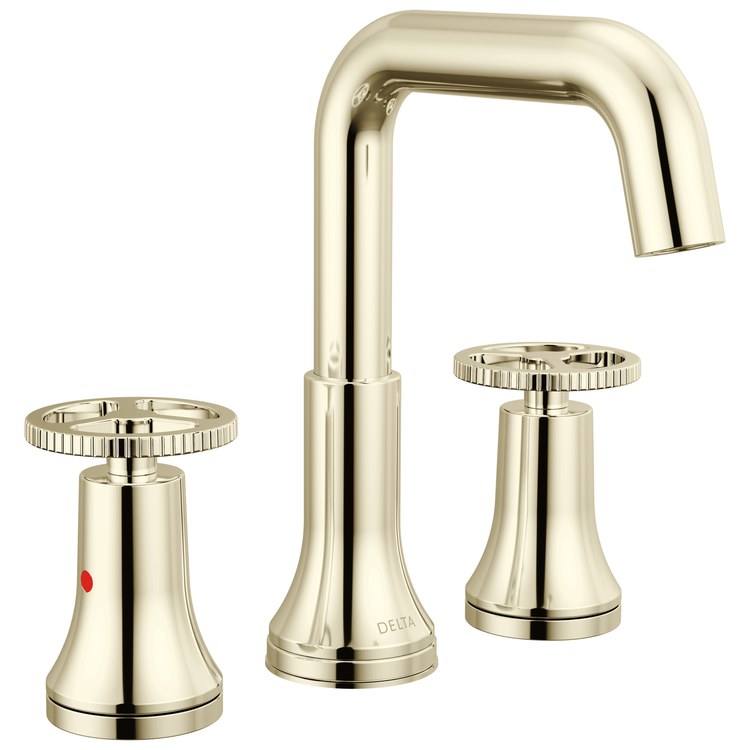 Lavatory Faucet Trinsic Widespread 6 to 16 Inch Spread 2 Wheel CALGreen/WaterSense Polished Nickel 1.2 Gallons per Minute Deck Fixed Metal Pop-Up 3 Hole - Image 1